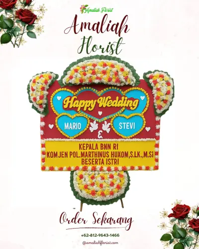 Karangan Papan Bunga Pernikahan di Ngadi